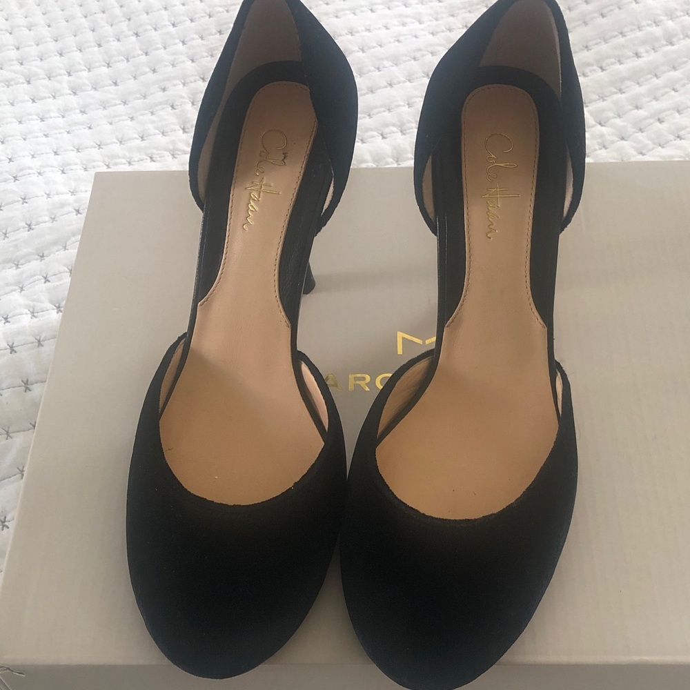 Cole Haan Black D'Orsay Mid-Heel Pumps